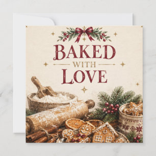 Elegant European Christmas , Gingerbread Bakery  Card