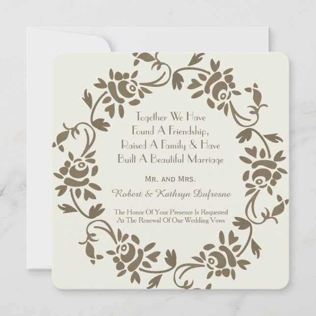 Elegant European Floral Wedding Vow Renewal Invite (Front)