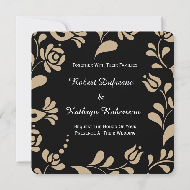 Elegant European Folk Art Wedding Invitation (Front)