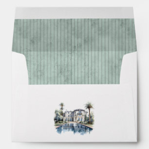 Elegant European Villa Design Old Money Wedding Envelope