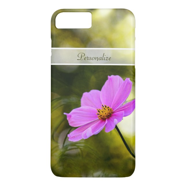Elegant Evening Pink Cosmos Pretty Flower and Name Case-Mate iPhone Case (Back)