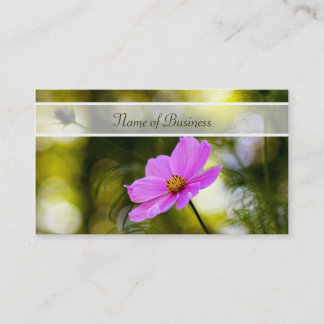 Elegant Evening Pink Cosmos Wildflower With Name Business Card