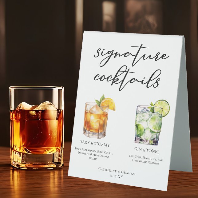 Elegant Evening Signature Cocktails Wedding Menu (Creator Uploaded)