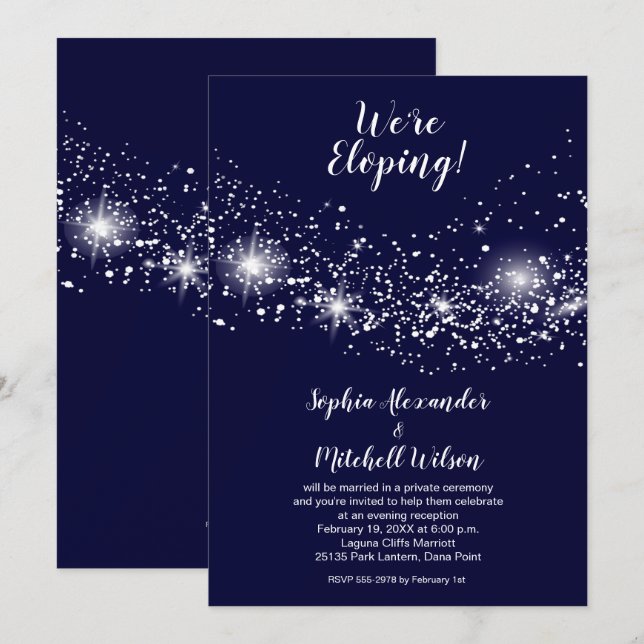 Elegant Evening Sky Wedding Elopement Invitation (Front/Back)