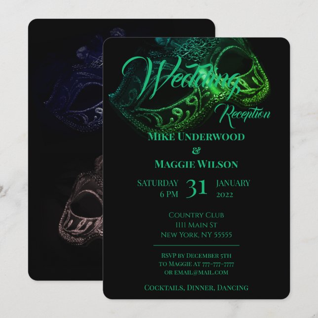Elegant Evening Wedding Party Invitation (Front/Back)