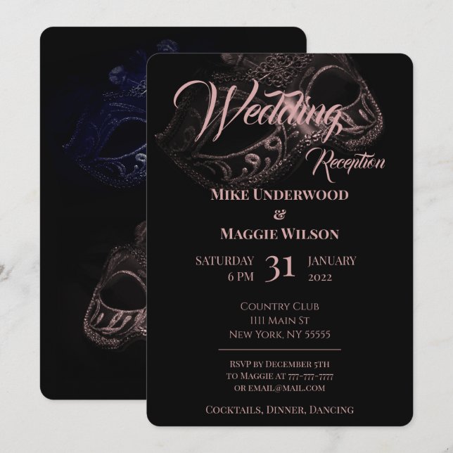 Elegant Evening Wedding Party Invitation (Front/Back)