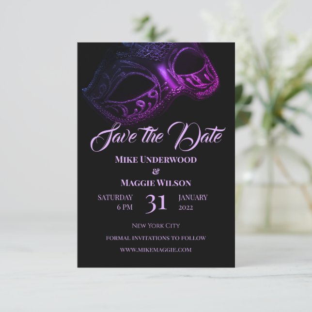 Elegant Evening Wedding Save The Date (Standing Front)