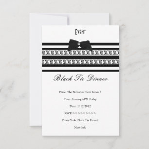 Elegant Event Formal Black Tie White Dinner Invitation