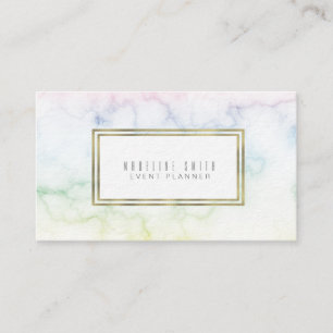 Elegant Event Planner Minimalist Rainbow Marble Business Card