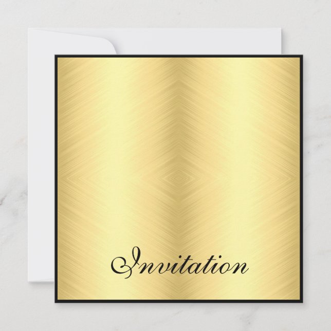 Elegant Events Pale Yellow Gold Pattern Black Invitation (Front)