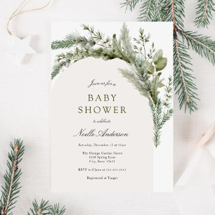 Elegant Evergreen Arch Baby Shower Invitation