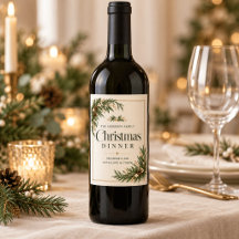 Elegant Evergreen Christmas Dinner Custom Wine 