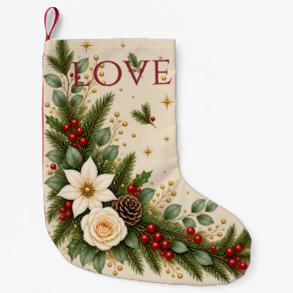 Elegant Evergreen Cranberry Christmas Botanical Small Christmas Stocking