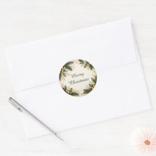 Elegant Evergreen Gold Christmas Stickers