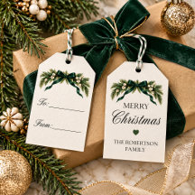 Elegant Evergreen Personalised Christmas Gift Tags