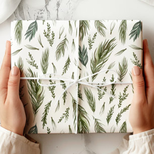 Elegant Evergreen Winter Botanical Wrapping Paper