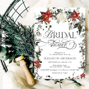 Elegant Evergreen Winter Bridal Shower Invitation