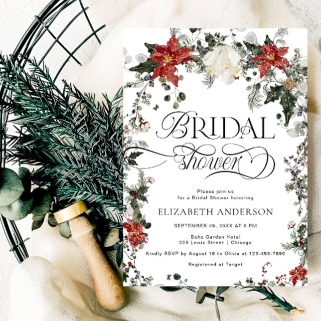 Elegant Evergreen Winter Bridal Shower Invitation (Creator Uploaded)