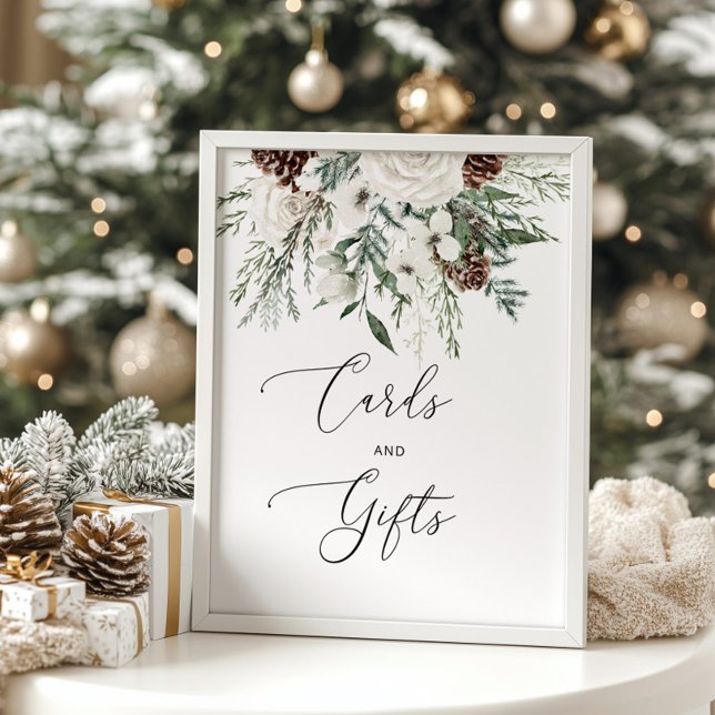 Elegant evergreen winter cards and gifts poster (Creator Uploaded)