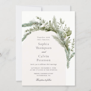Elegant Evergreen Winter Greenery Wedding Invitation