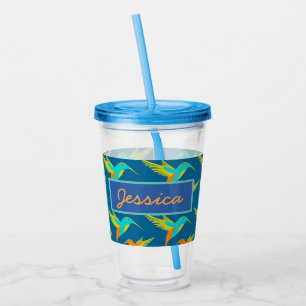 Elegant Exotic Hummingbirds Personalised Acrylic Tumbler