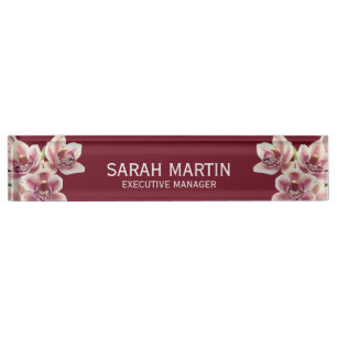 Elegant Exotic Orchid Flowers Manager Nameplate
