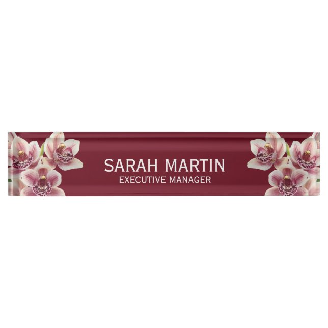 Elegant Exotic Orchid Flowers Manager Nameplate (Front)