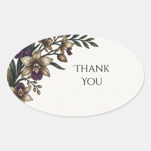 Elegant Exotic Orchid Wedding Thank You Sticker