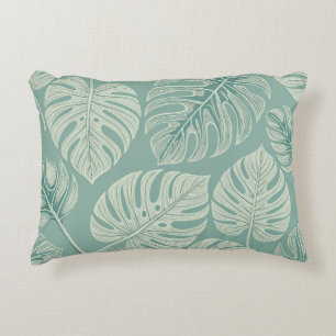 Elegant Exotic Painted Monsteras Decorative Cushion