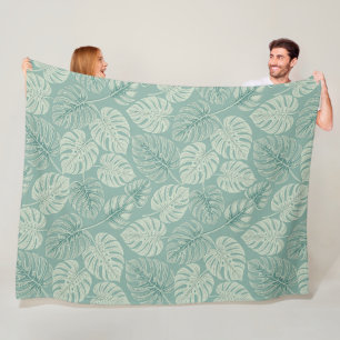 Elegant Exotic Painted Monsteras Fleece Blanket