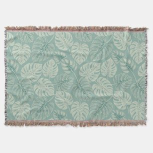 Elegant Exotic Painted Monsteras Throw Blanket