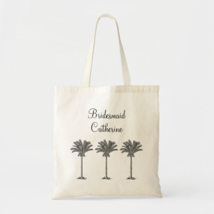 Elegant Exotic Palm Tree Custom Wedding Bridesmaid Tote Bag