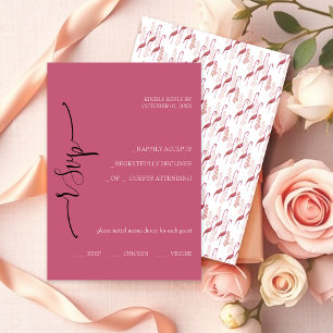 Elegant Exotic Pink Calligraphy RSVP Card