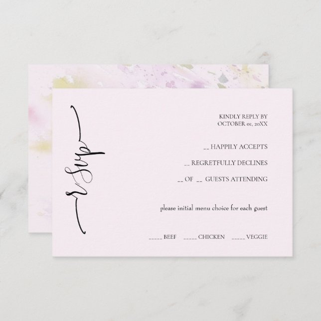 Elegant Exotic Soft Pink Calligraphy RSVP Card (Front/Back)