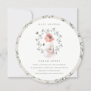 Elegant Expectant Women Foliage Baby Shower Invite