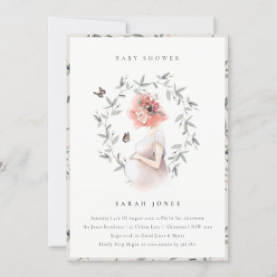 Elegant Expectant Women Foliage Baby Shower Invite