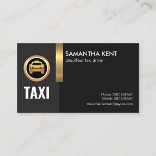 Elegant Exquisite Black Gold Stripe Taxi Driver Business Card