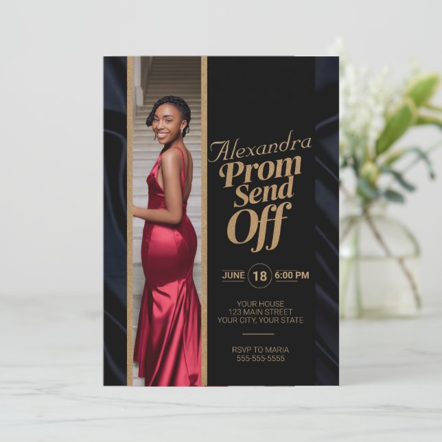 Elegant Eye Catching Prom Send Off Full Body Photo Invitation (Standing Front)