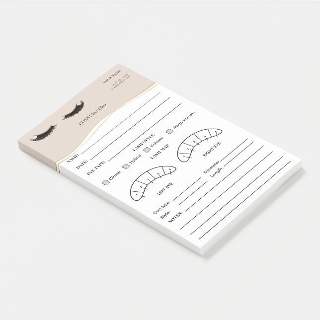 Elegant Eyelash Client Record Form Post-it Notes (Angled)