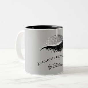 Elegant Eyelash Silver Glitter Business Salon Two-Tone Coffee Mug