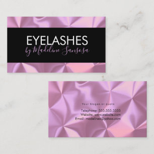 Elegant Eyelash Technician Pink Silk Business Card