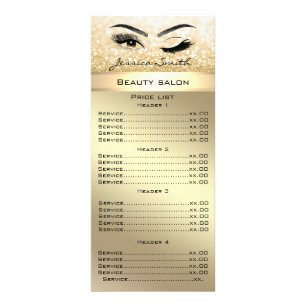 Elegant eyelashes & eyebrow glittery menu card