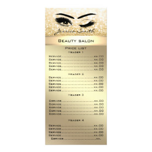Elegant eyelashes & eyebrow glittery menu card
