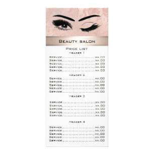 Elegant eyelashes & eyebrows rose gold marble rack card