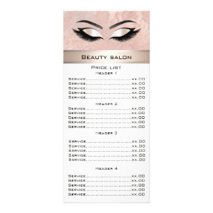 Elegant eyelashes & eyebrows rose gold marble rack card