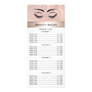 Elegant eyelashes & eyebrows rose gold marble rack card
