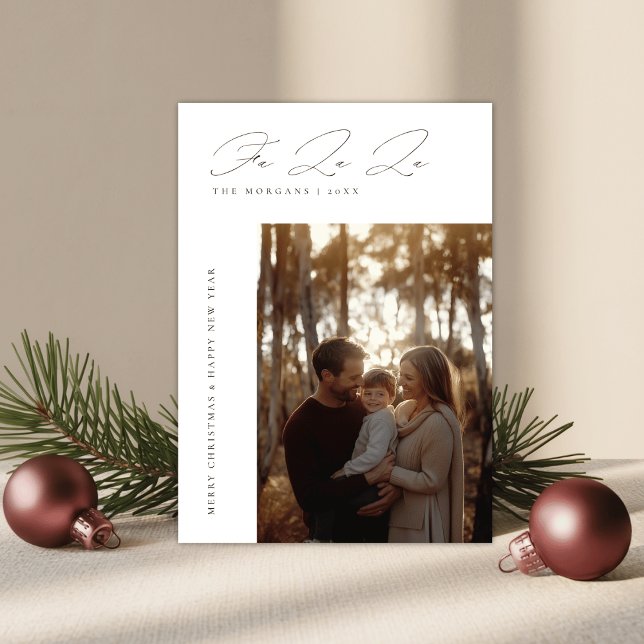 Elegant Fa La La Christmas Rustic Family Photo Holiday Card (Creator Uploaded)