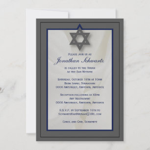 Elegant Fabric Bar Mitzvah Invitation in Grey