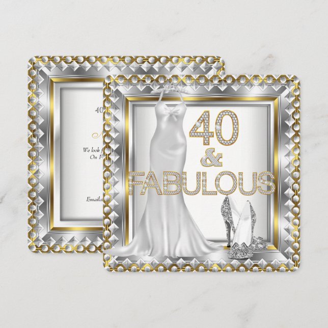 Elegant Fabulous 40 Deco Dress High Heels Invitation (Front/Back)