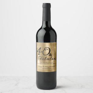 Elegant Fabulous Birthday Party Wine Label